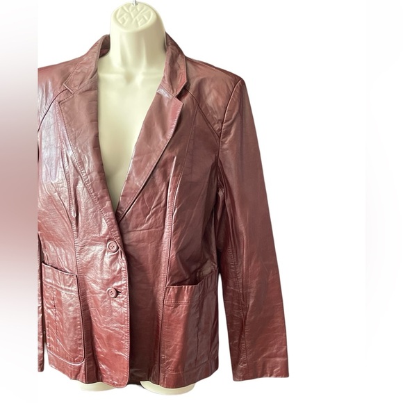 Vintage SHEPLERS Women's Burgundy Leather Western Blazer Jacket Size 16 Cowgirl - Picture 5 of 16